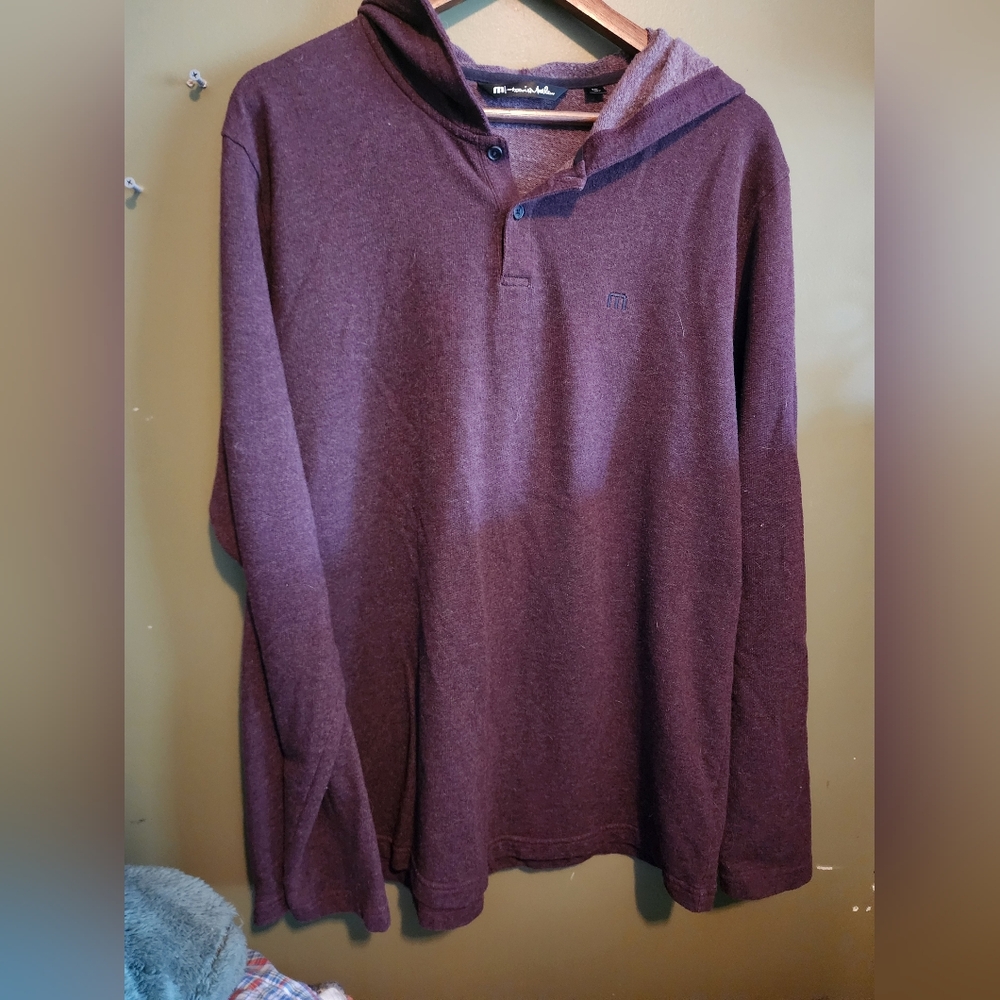 Travis Mathew Maroon Long Sleeve Hoodie Mens XXL 2XL Shirt